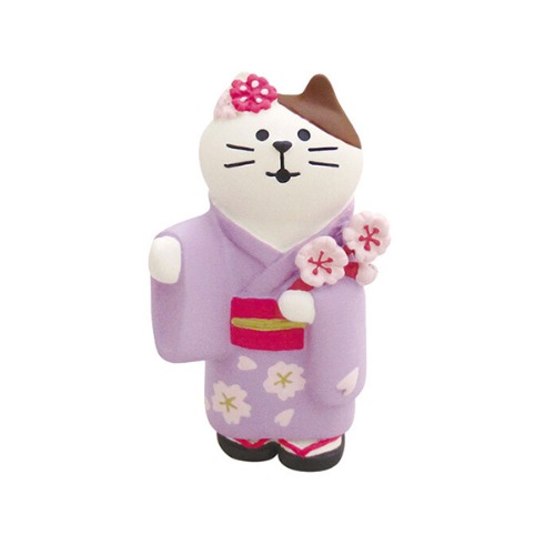 2021 데꼴 봄 벚꽃 유카타 입은 고양이 피규어