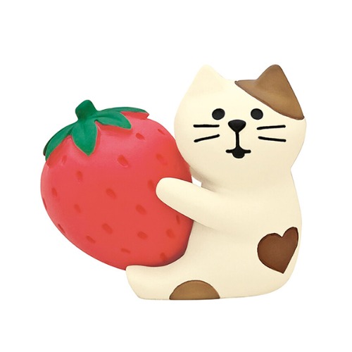 2021 데꼴 발렌타인 딸기와 고양이 피규어
