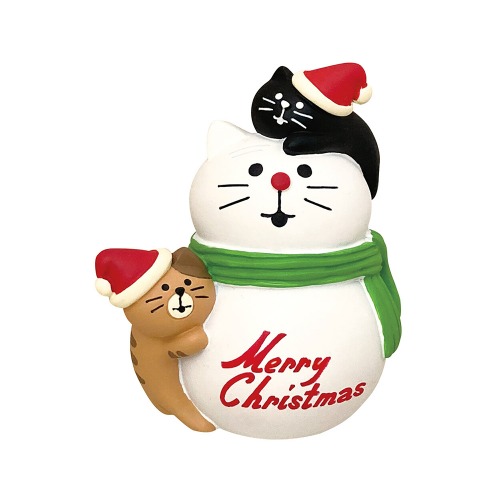 데꼴 2022 크리스마스 고양이와 눈사람 피규어