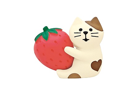 2021 데꼴 발렌타인 딸기와 고양이 피규어